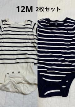 2枚セット　プチバトー　babyGAP ロンパース　ボーダー　70のサムネイル