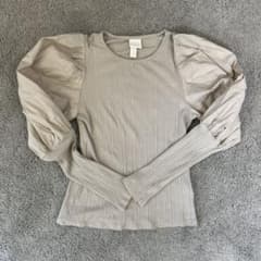 H&M パフスリーブ リブカットソー ベージュ XSのサムネイル