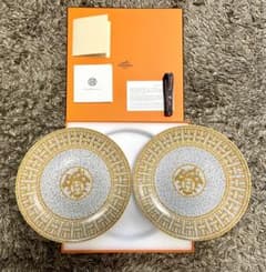 HERMES エルメス モザイクヴァンキャトル プレート ゴールド 21cmペアのサムネイル