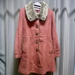 【新品】axes femme ファーコート バンビ柄 LIZLISA 森ガール 希少】axes femme ロングコート ドット柄 ファー 森ガール 平成 赤