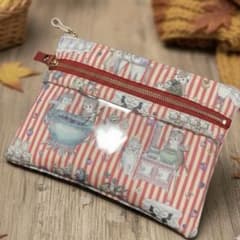 ユキエモンジャムラボスイカ✤ダブルファスナークリアポケットポーチ