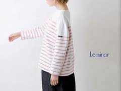 Le minor ルミノア ボーダー カットソー 七分袖 ホワイト×ピンクのサムネイル