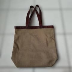 MENS BIGI キャンバス×レザー トートバッグ ブラウンのサムネイル