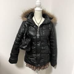 y2k ファー ダウンジャケット 光沢 グランジ 平成 ギャル 短丈 - メルカリ