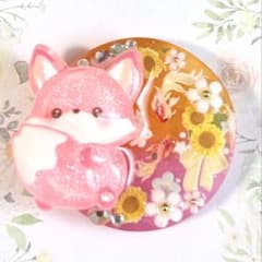 レジン ヘアゴム ハンドメイド デコ 夏 きつね 向日葵 - メルカリ