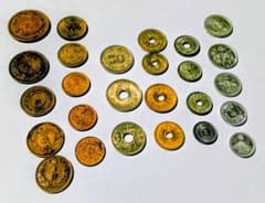 古銭24点まとめ Vintage日本硬貨 穴銭 錫貨銅貨アルミ貨ニッケル貨