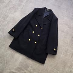 ハナエモリ スクールコート ピーコート ウール100 金ボタン 紺ブレ