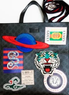 グッチ 極美!!バッグ GGスプリーム ブラック「クーリエ ワッペン GUCCI 
