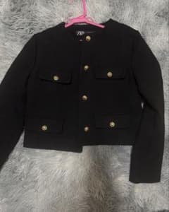 【美品】zara ジャケット　ブラックゴール　Sサイズのサムネイル