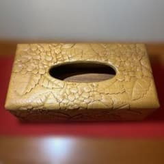 ③ 木彫り　BOXティッシュ　横　紫陽花のサムネイル