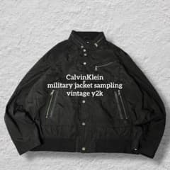 短丈CalvinKleinミリタリーサンプリングナイロンジャケットブラックM65 
