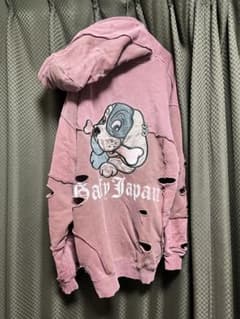 CALFY ダメージ加工 ピンクパーカー 大のサムネイル