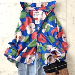極美品＊フランクアンドアイリーン BARRY コットンスキッパーシャツ 花柄総柄 極美品＊フランクアンドアイリーン BARRY コットンスキッパーシャツ 花