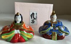 美品】九谷焼 菊仙作 雛人形 3号 親王飾り 盛技法 共箱付き ひな祭り