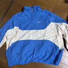 NIKE ハーフジップ ナイロンジャケット ブルー ホワイト Sのサムネイル