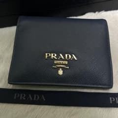 PRADA プラダ 折り財布 マルチカラー ブルー ロゴ金具 サフィアーノ