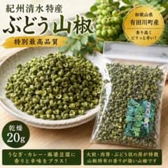 今期最終】ぶどう山椒 20g 和歌山 山椒の実 乾燥山椒 スパイス 香辛料