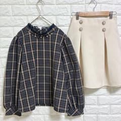 마제스틱 레곤 에블린 다계 체크 블라우스 미니 스커트 비주 ✨️