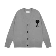 ami paris ハートロゴ ニットカーディガン グレー - メルカリ