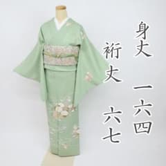 。。。　訪問着＊袷着物 長尺 流水に花丸 黄緑 正絹 フォーマル 9HG1 様専用 訪問着＊袷着物 長尺 流水に花丸 黄緑 正絹 フォーマル 9HG1