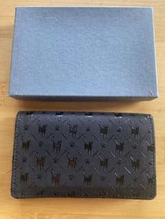 印伝　猫 名刺入れ 黒のサムネイル