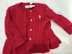 Ralph Lauren 赤 ケーブルニット カーディガン6Mのサムネイル