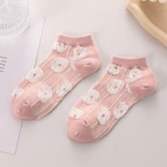 花柄ピンクソックス 3足セットのサムネイル