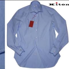 16万◇Kiton【手縫い】サックスブルー 無地◇長袖 シャツ 45 - メルカリ