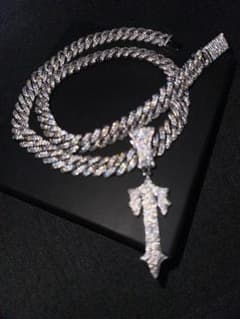 18k gp マイアミチェーン シルバー ネックレス トラップスターチャーム 18k gp マイアミチェーン シルバー ネックレス トラップスターチャーム