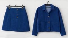 SHEIN ブルー セットアップ コーデュロイ ミニスカート ジャケット