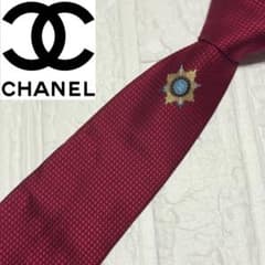 CHANEL シャネル ネクタイ シルク 赤 ココマーク 紋章 イタリア製 ロゴ