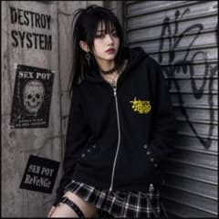 SEX POT ReVeNGe スカル ジップパーカー 黒 M パンク y2k - メルカリ