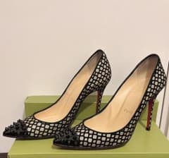 クリスチャンルブタン パンプス グリッター スタッズヒール 35 極美品