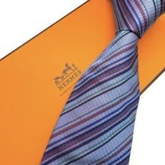 新品　エルメス　ネクタイ　ブラック　H柄　ストライプ　箱付き HERMES ネクタイ ストライプ柄 ブラック 新品 エルメス ネクタイ