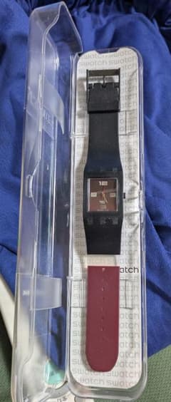 新品☆Swatch デジタル腕時計 ブラック/ワインレッドのサムネイル