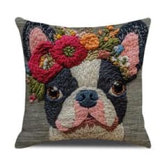 イギリス お土産 ユニオンジャック 刺繍 クッション カバー 犬 ブルドッグ イギリス お土産 ユニオンジャック 刺繍 クッション カバー 犬