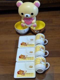 리락쿠마/PVC제 저금통×머그·칸막이 플레이트×각 3×그릇×2