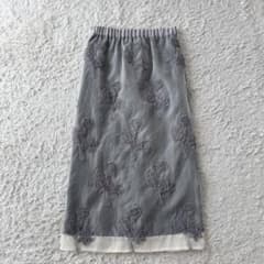 未使用級 イエナ 24AW フラワー刺繍オーガンジースカート ウエストゴム 38 未使用級 イエナ 24AW フラワー刺繍オーガンジースカート