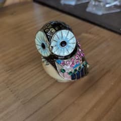 フクロウ型 ジュエリーボックス 小物入れ ラインストーン装飾のサムネイル