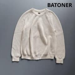 BATONER コットン シグネチャー クルーネックニット アイボリー サイズ