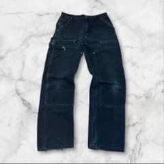 USA製 カーハート 黒 ダブルニー 良フェード ゆるだぼ 金ボタン - メルカリ