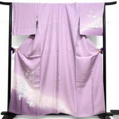 訪問着　身丈161　裄68　銀彩　花模様　ぶどう　葡萄　ぼかし　着物　053b 訪問着 身丈161 裄68 銀彩 花模様 ぶどう 葡萄 ぼかし 着物 053b