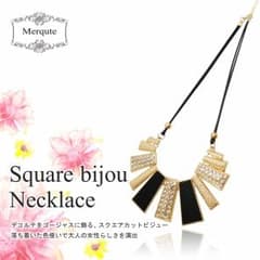 スクエア ネックレス ゴールド×ブラック レディースのサムネイル