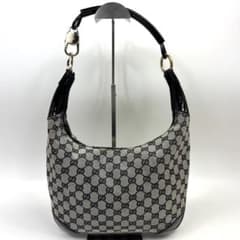 極美品✨ GUCCI GGキャンバス ハーフムーン ワンショルダー 三日月 黒