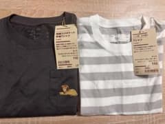 【新品】無印良品 ボーダー・無印刺繍Tシャツ 2枚セット 110cmのサムネイル