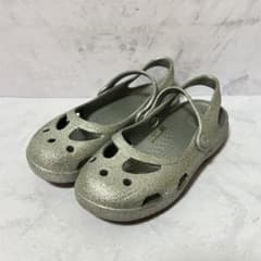 미품 CROCS 클락스 메리제인 라메 C12
