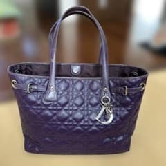 Christian Dior パープル キルティング レザーハンドバッグ Christian Dior パープル キルティング レザーハンドバッグ - メルカリ