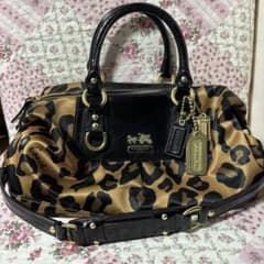 【レア】COACH y2k ハンドバッグ レオパード柄　ヒョウ柄　チャーム3つ付 レア】COACH y2k ハンドバッグ レオパード柄 ヒョウ柄 チャーム3つ付