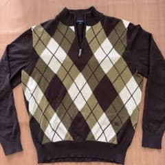 BURBERRY LONDON アーガイル ハーフジップ ニット LLのサムネイル