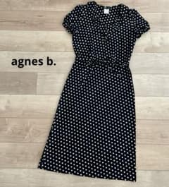 agnes b.　アニエスベー　ドット柄　水玉　ワンピース　コットン　綿　38 agnes b. アニエスベー ワンピース ドット 水玉 ブラック 38 - メルカリ